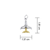 Whale Tail Sterling Silver with Gold Plated Charm MCM083 - DiveSilver Jewelry